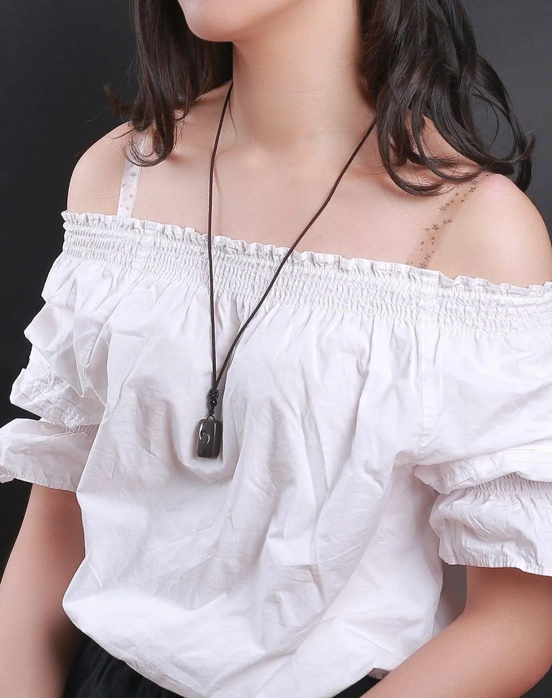 Genuine Nephrite White & Black Jade Yin Yang Pendant Necklace