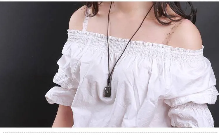 Genuine Nephrite White & Black Jade Yin Yang Pendant Necklace