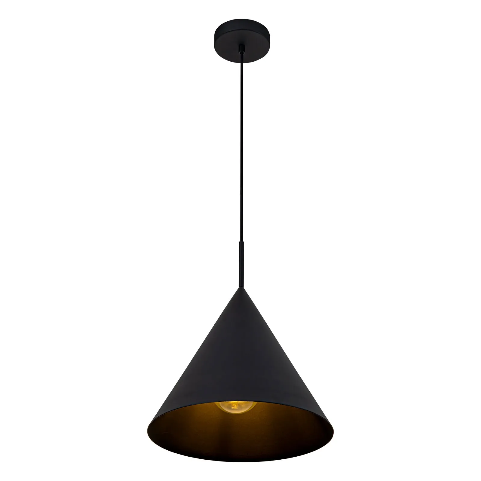 Glowlings 1-Light Modern Black Hanging Cone Shaped Pendant Island Light