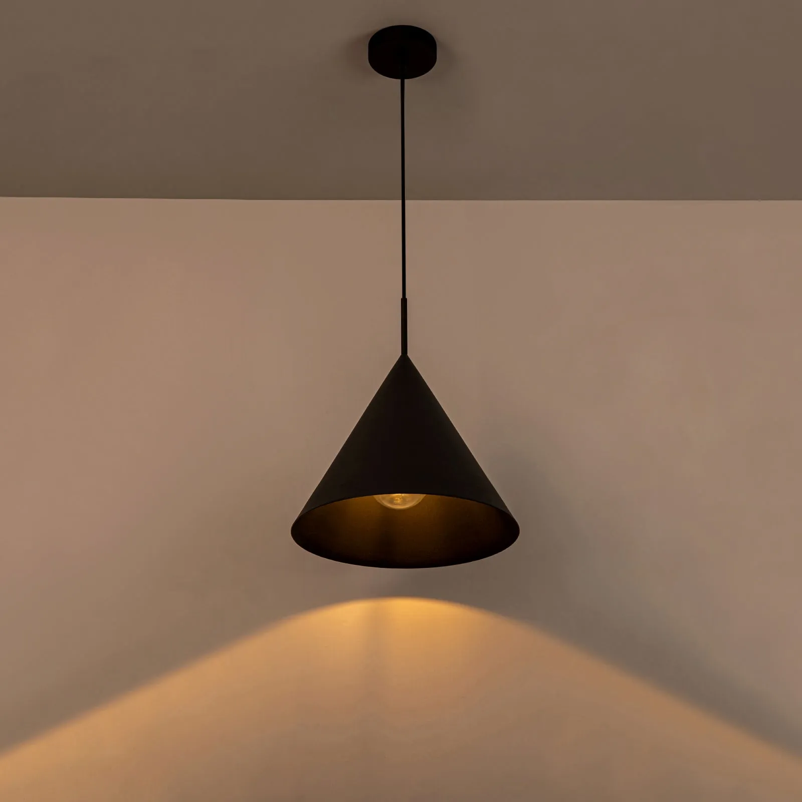 Glowlings 1-Light Modern Black Hanging Cone Shaped Pendant Island Light