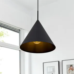 Glowlings 1-Light Modern Black Hanging Cone Shaped Pendant Island Light