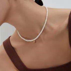 Gold Bead Pendant Pearl Necklace