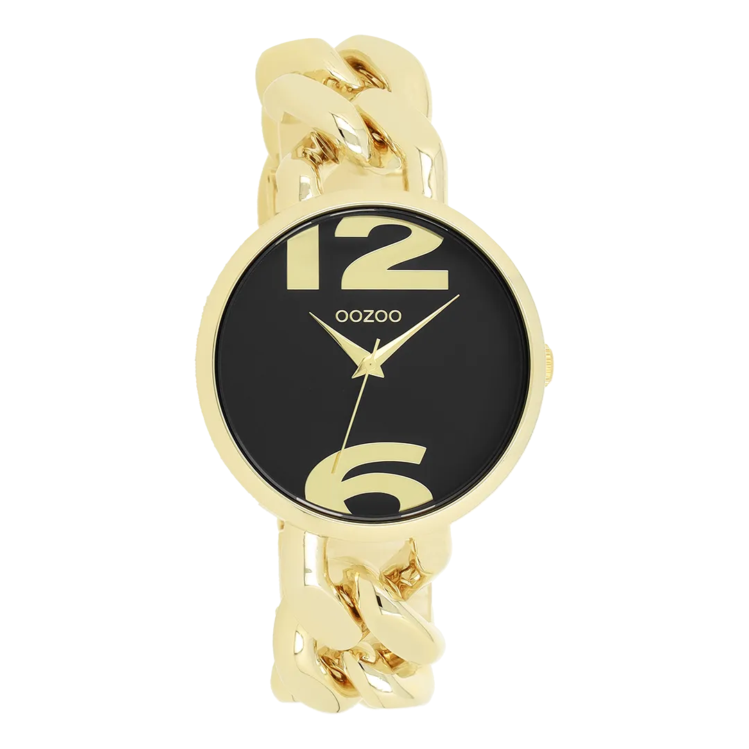 Gold coloured OOZOO watch with gold coloured chunky chain bracelet - C11264