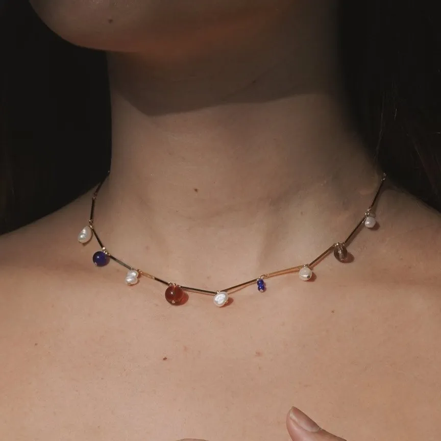 Gold Fête Beaded Charm Necklace