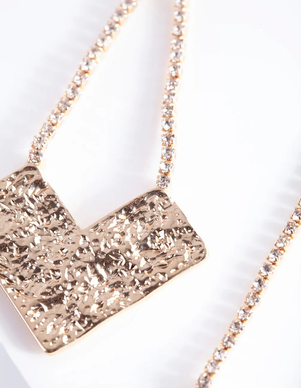 Gold Textured Diamante Earring