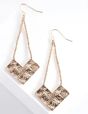 Gold Textured Diamante Earring