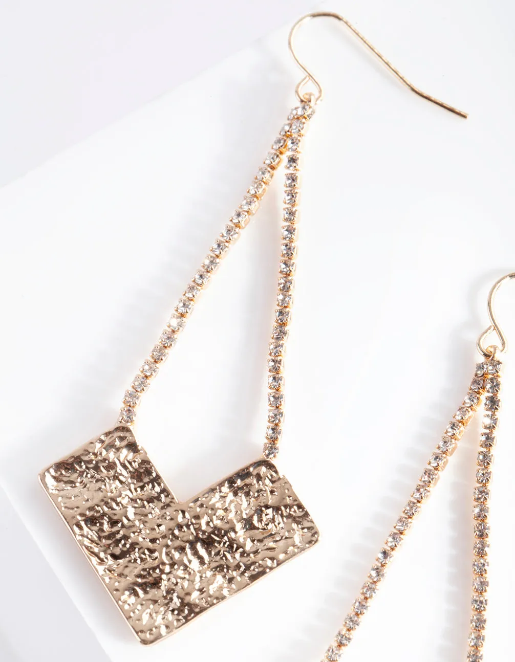 Gold Textured Diamante Earring