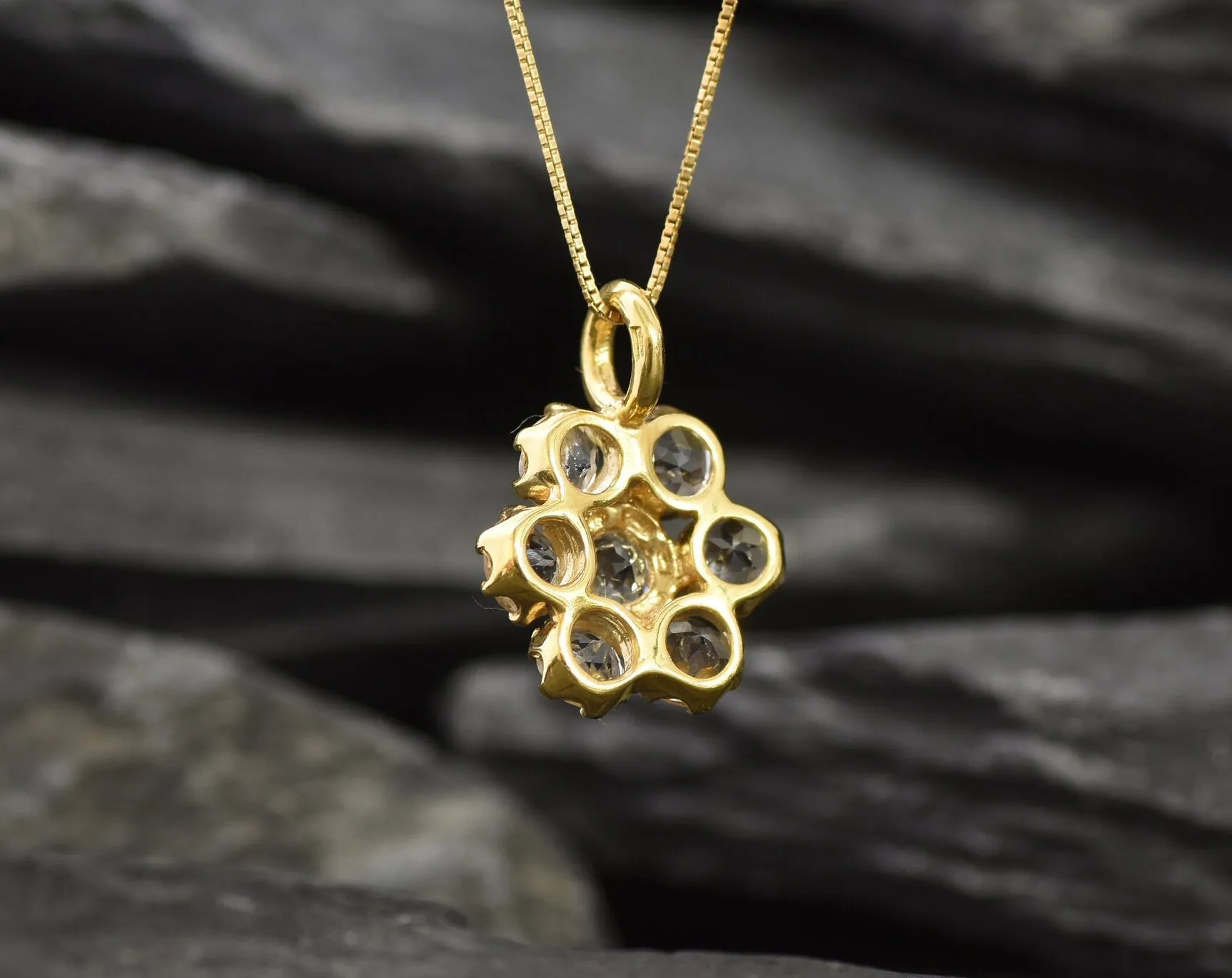 Gold Topaz Pendant - Natural White Topaz Necklace, Gold Flower Pendant