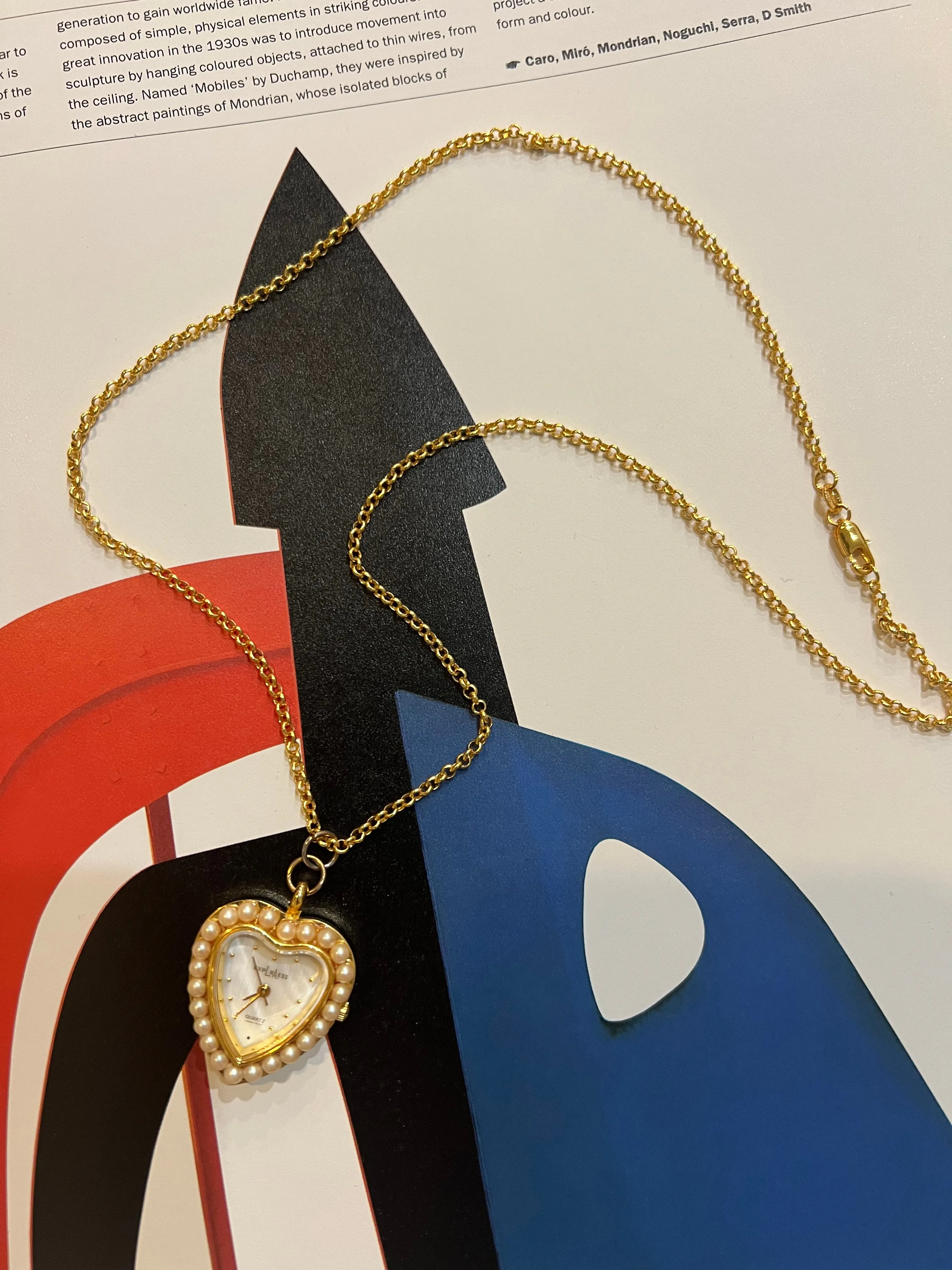 Gold Watch Heart Necklace