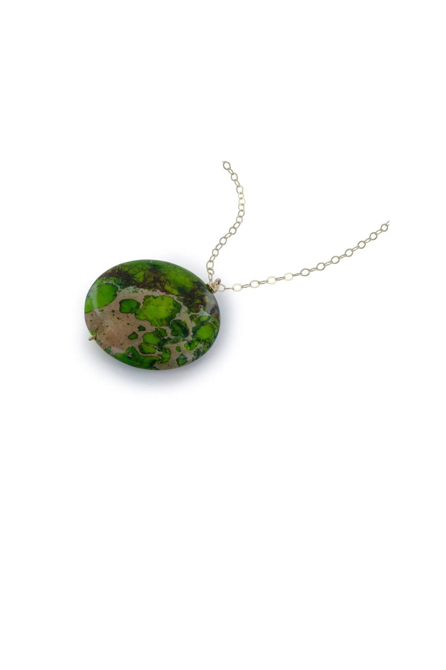 Green Jasper Gemstone Gold Necklace