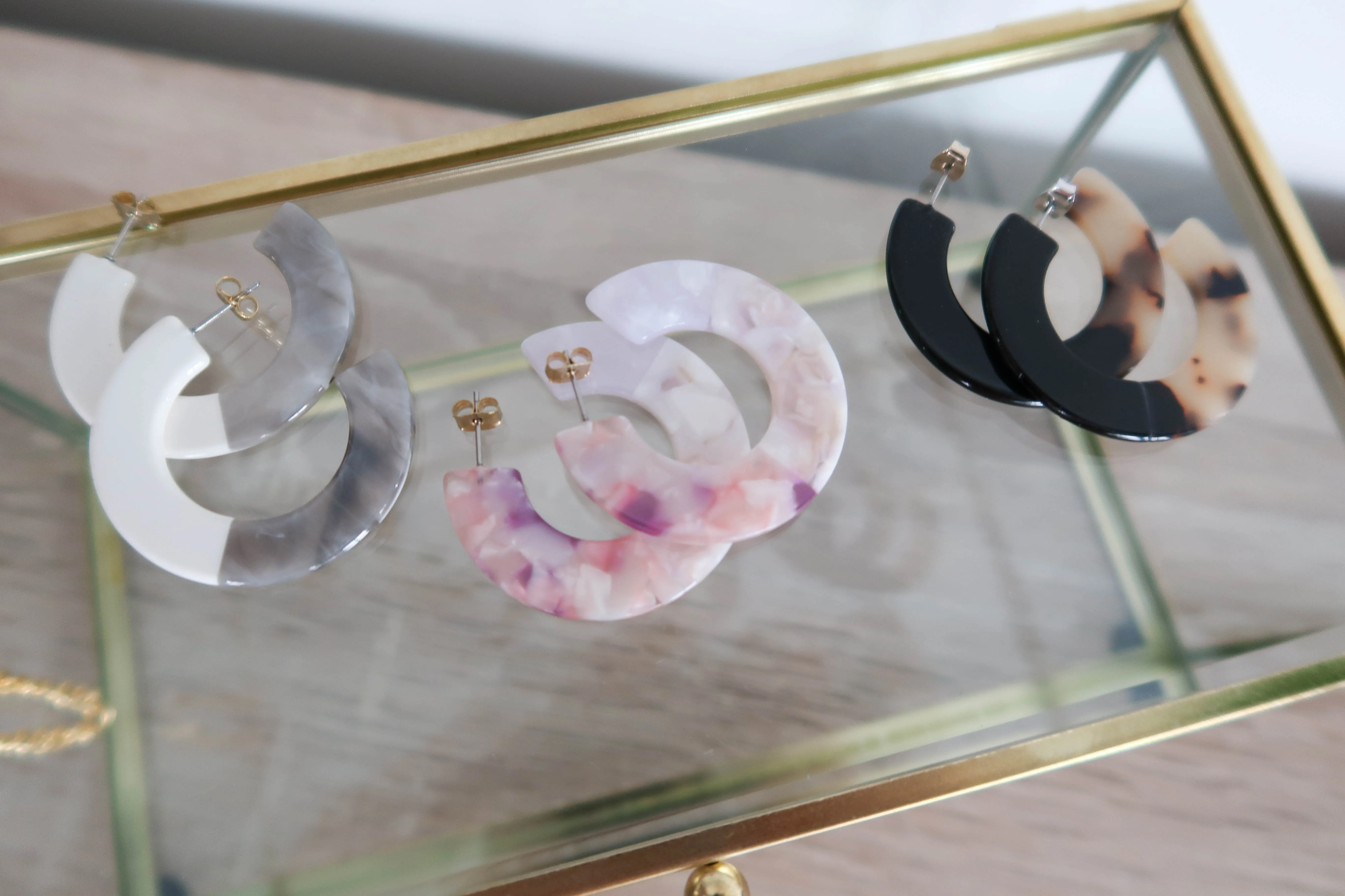 Grey Marble Earrings