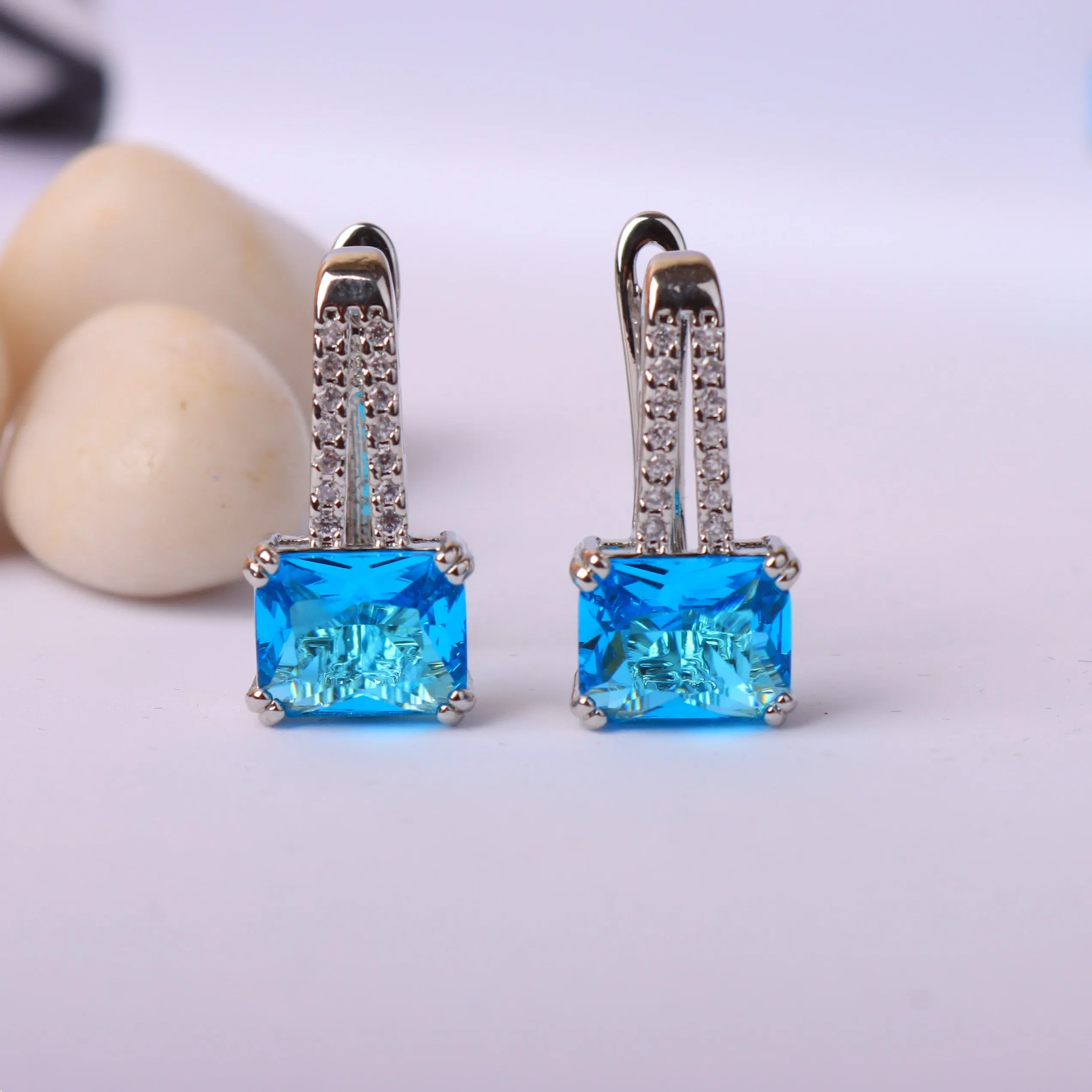 G.Silver Sea Blue Earrings.