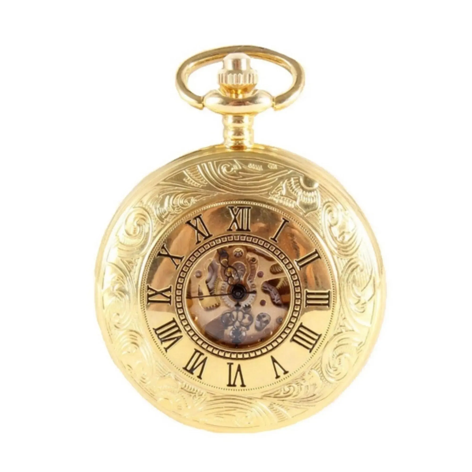 Half Hunter Mechanical Pocket Watch - Gold