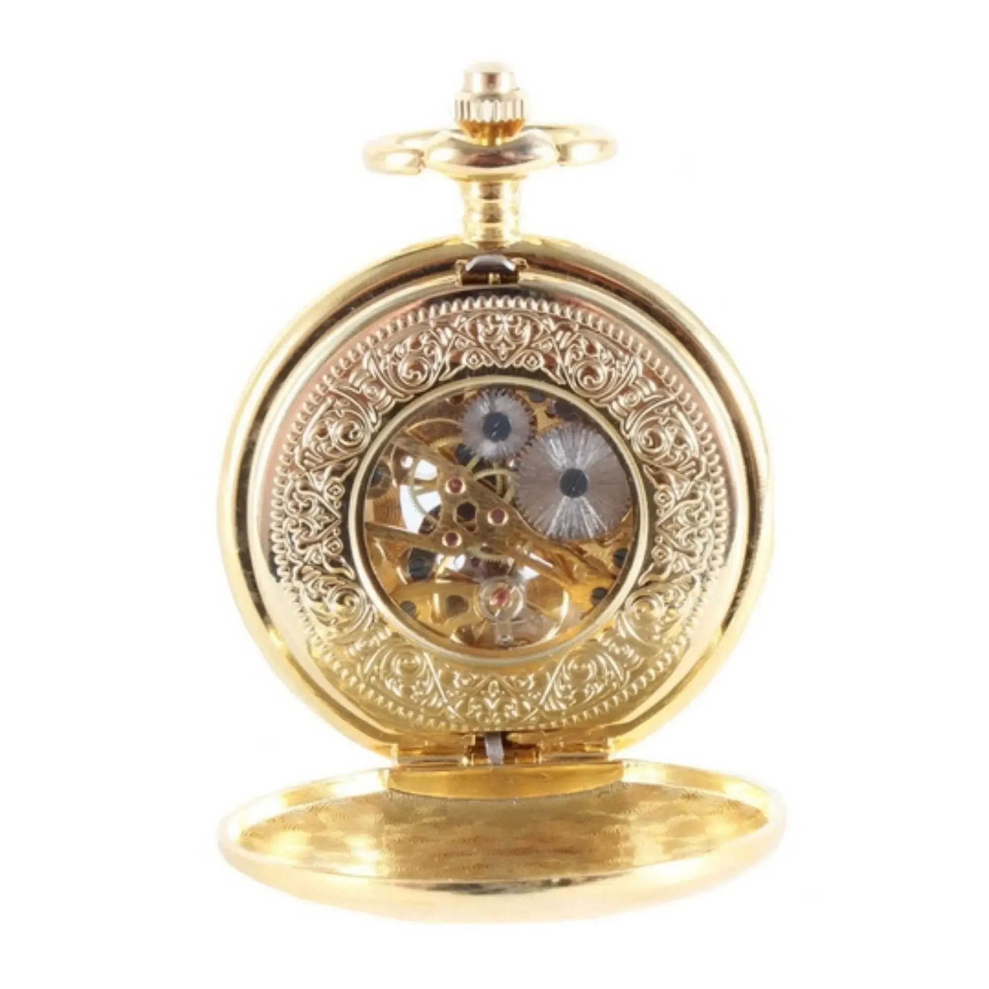 Half Hunter Mechanical Pocket Watch - Gold