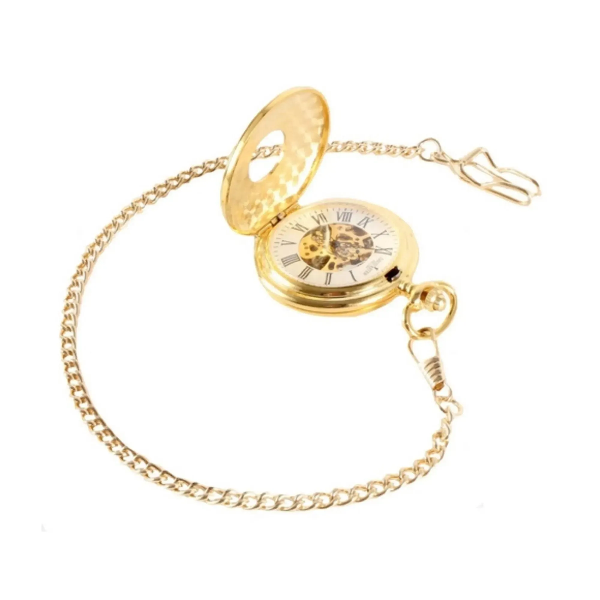 Half Hunter Mechanical Pocket Watch - Gold