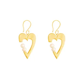 Heart Pearl Drop Earrings