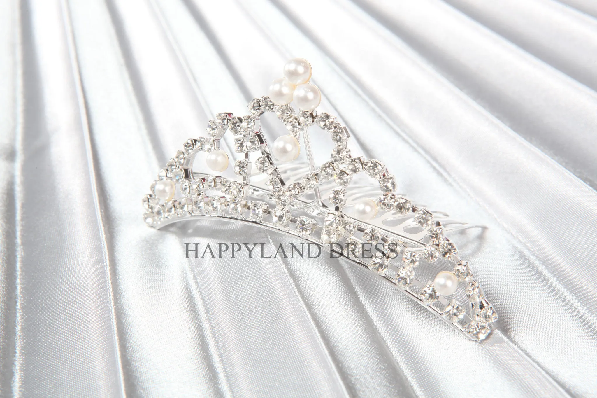 Heart Shaped Pearl Rhinestone Tiara (Only Silver)