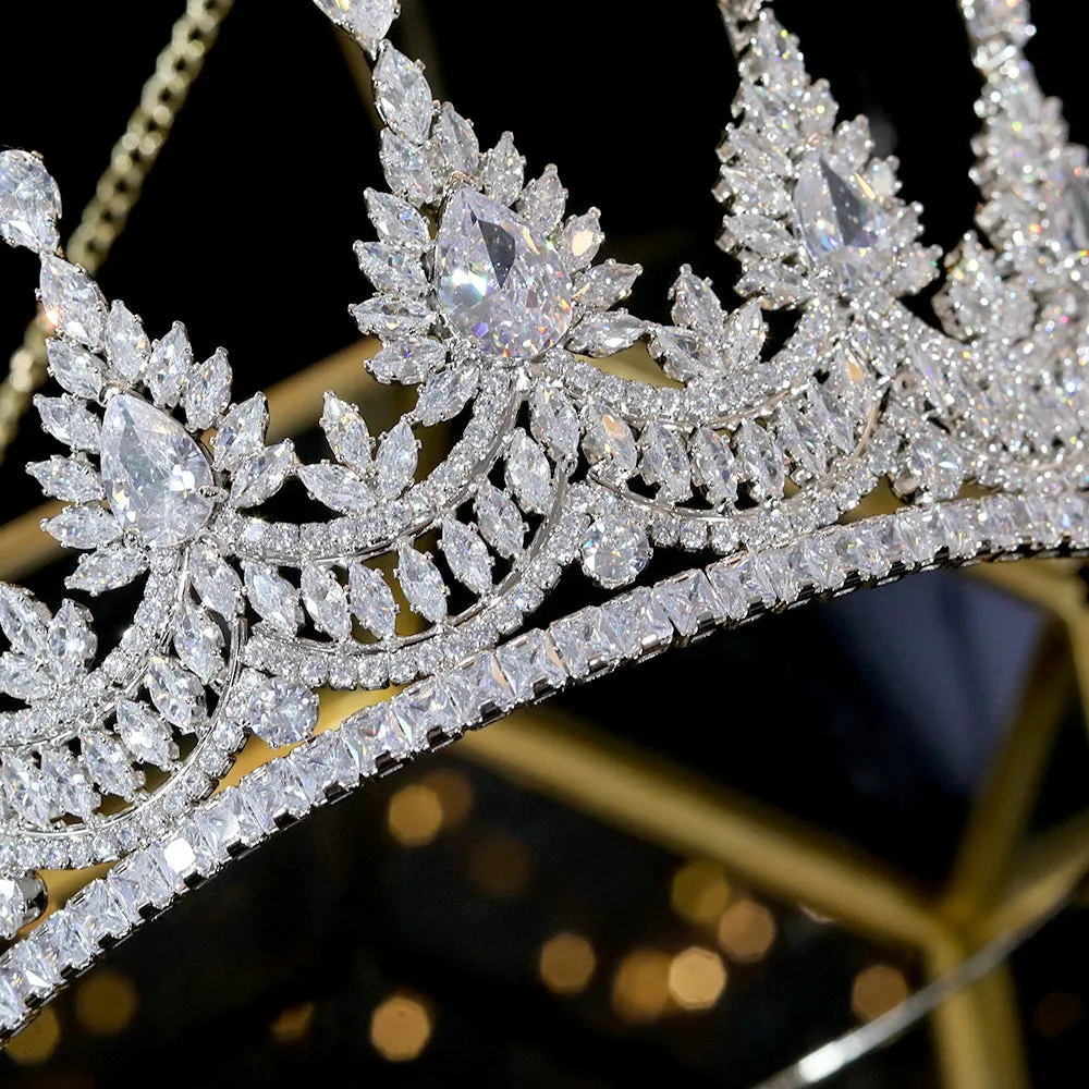 High Expectations Luxury Bridal Tiara - Cubic Zircon Crown - Wedding Hair Jewelry