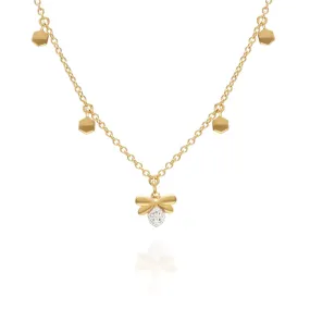 Honeycomb Diamant Biene Chokerhalskette in 9ct Gelb Gold