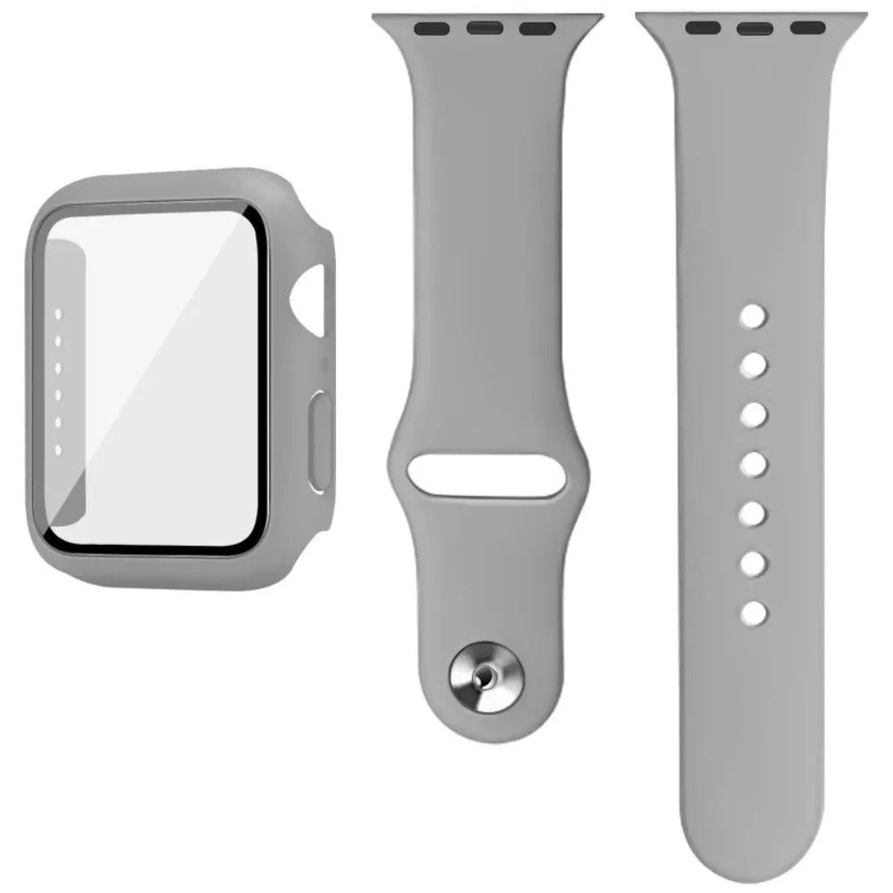 IMAK Apple Watch (40mm) silicone cover with watch strap   tempered glass - Grey