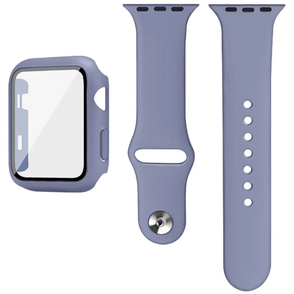 IMAK Apple Watch Series 3/2/1 42mm silicone cover with watch strap   tempered glass - Baby Blue