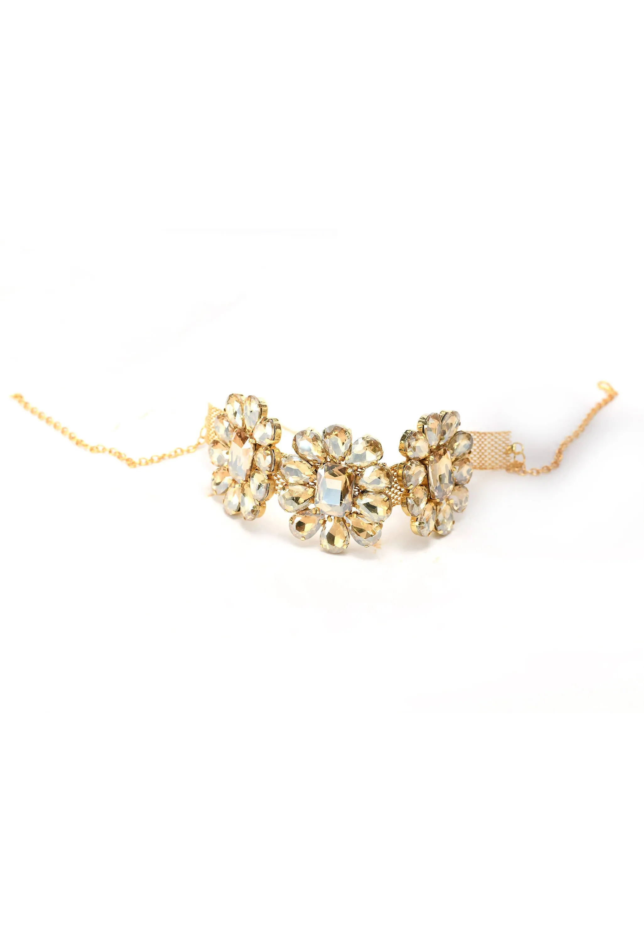 Johar Kamal Golden Plating Designer Choker Set with Earrings, Ring Jkms_172