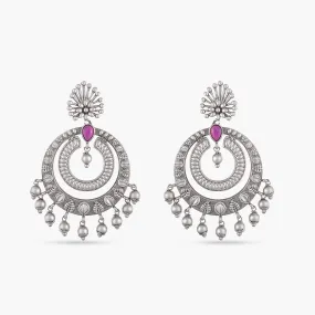 Kalpa Antique Silver Chandbali Earrings