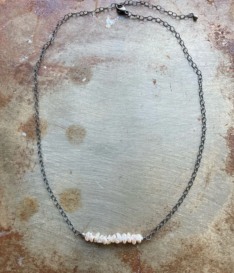 Keishi Pearl Bar Necklace