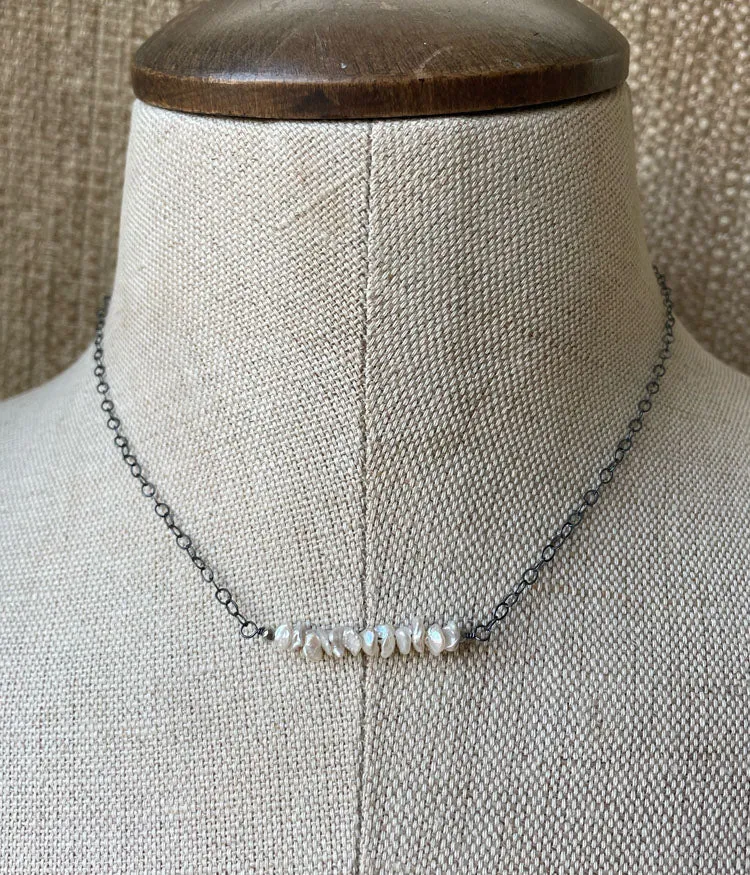 Keishi Pearl Bar Necklace