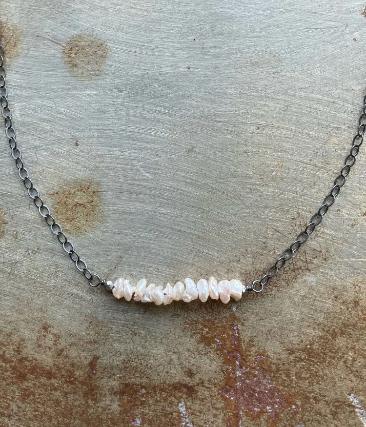Keishi Pearl Bar Necklace