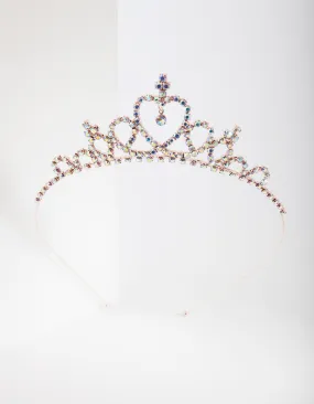 Kids Rose Gold Diamante Tiara Headband