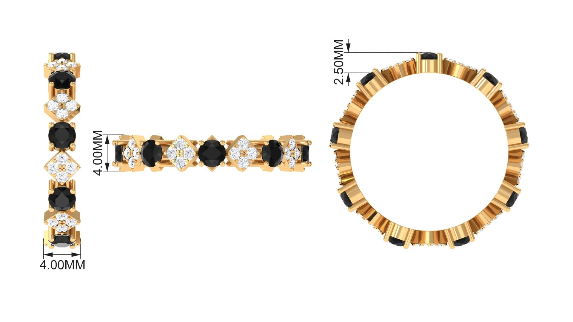 Lab-Created Black Diamond and Diamond Classic Eternity Band Ring