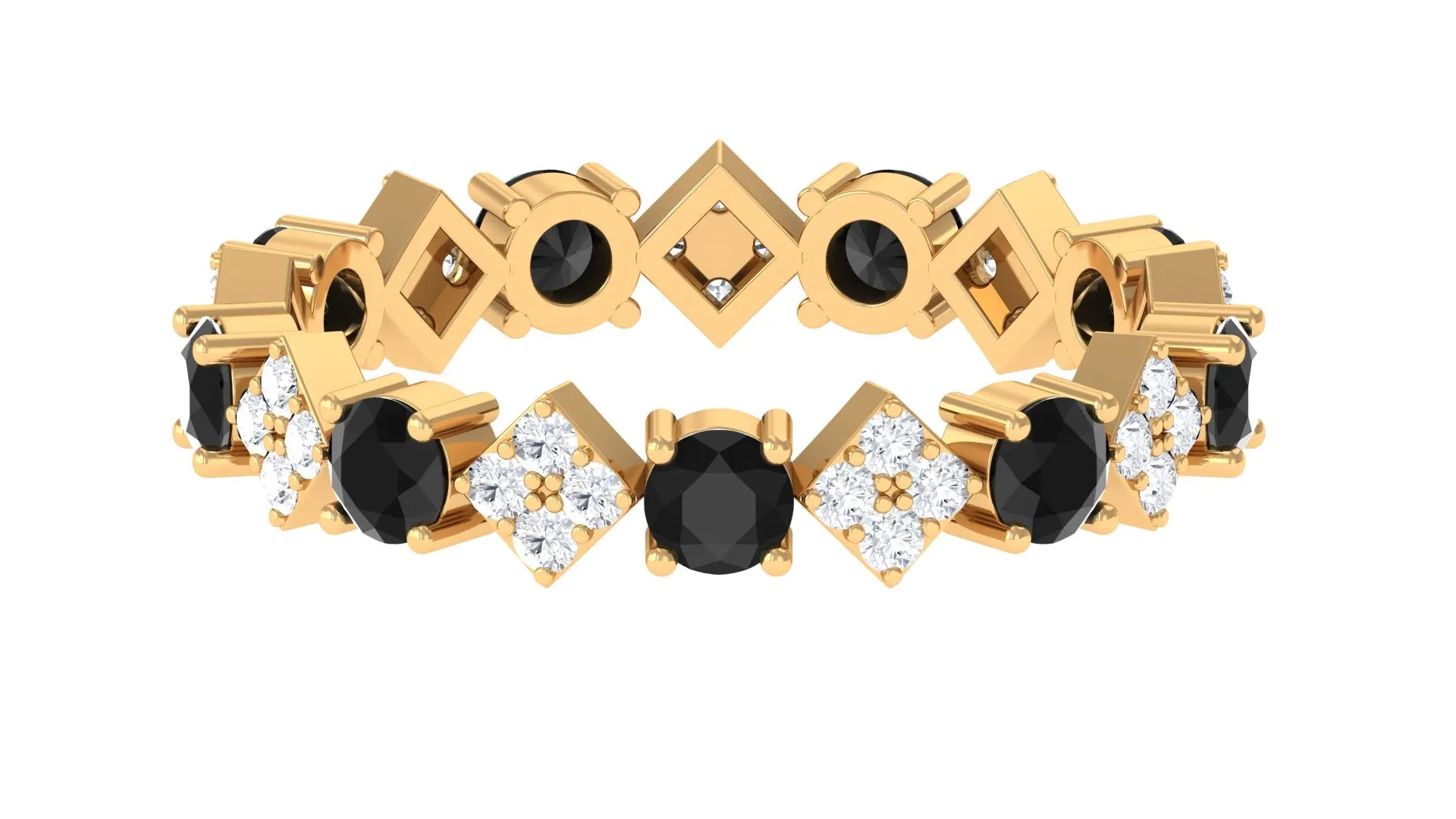 Lab-Created Black Diamond and Diamond Classic Eternity Band Ring
