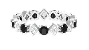 Lab-Created Black Diamond and Diamond Classic Eternity Band Ring