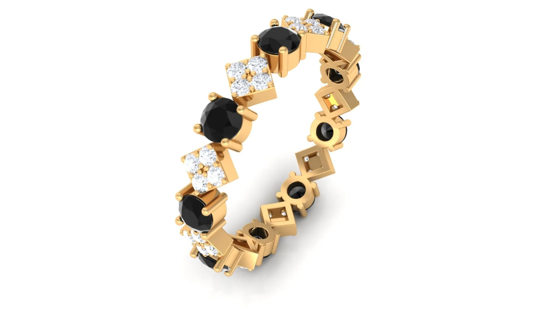 Lab-Created Black Diamond and Diamond Classic Eternity Band Ring