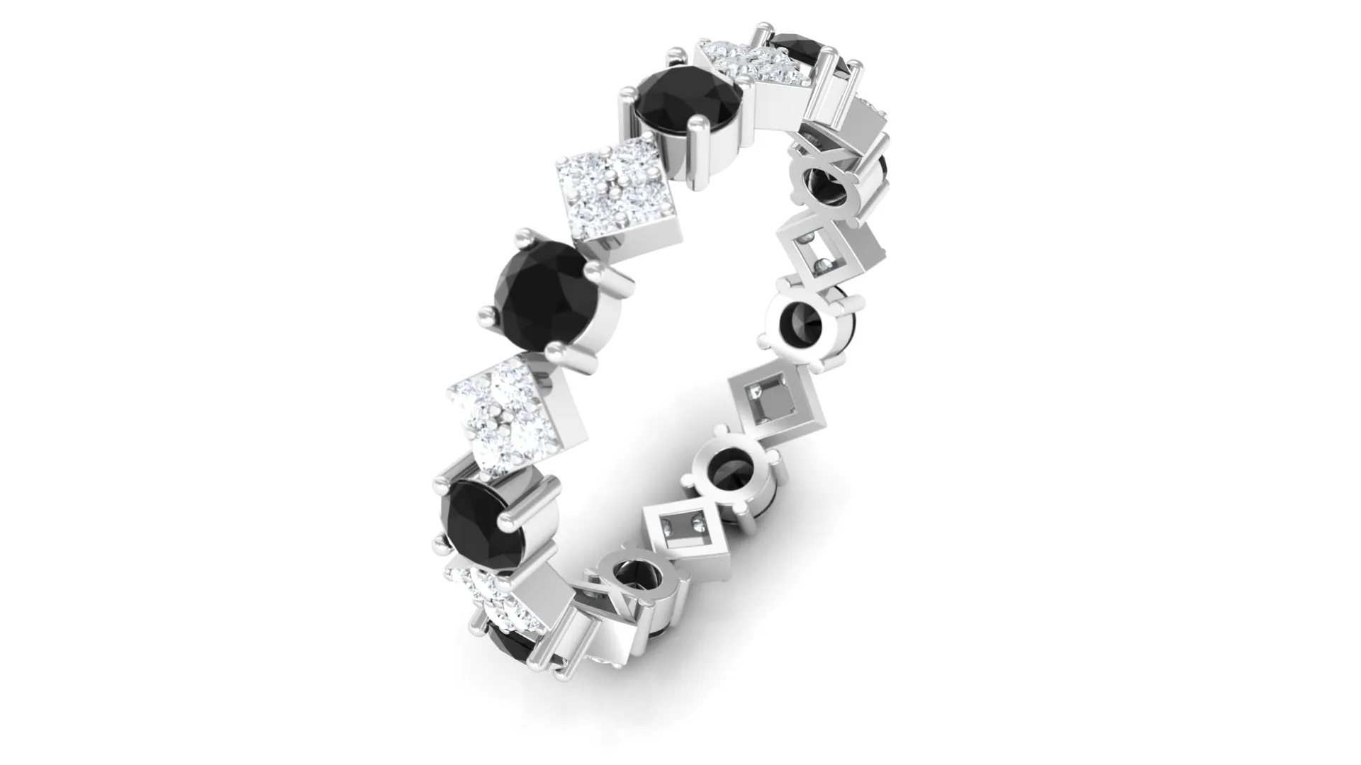 Lab-Created Black Diamond and Diamond Classic Eternity Band Ring