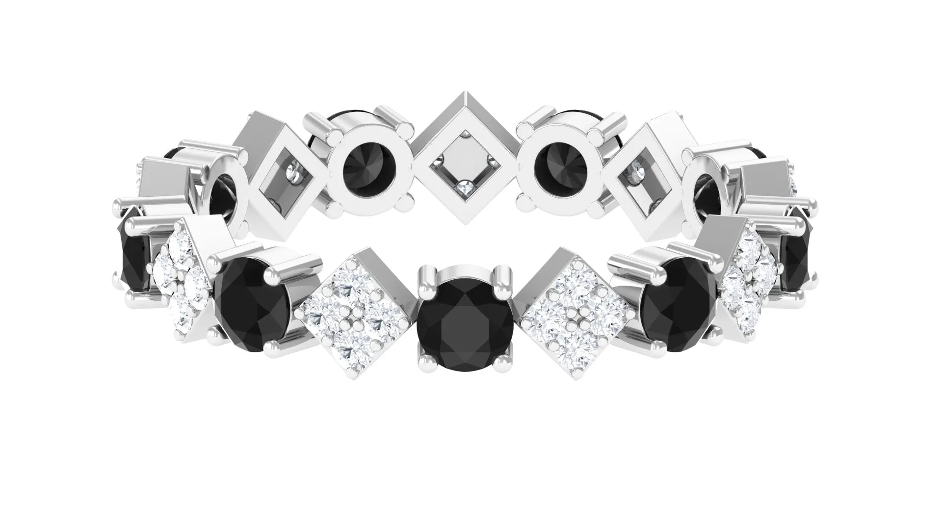 Lab-Created Black Diamond and Diamond Classic Eternity Band Ring