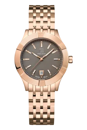 Lady's Rose-Tone Steel Glock Watch with Grey Dial