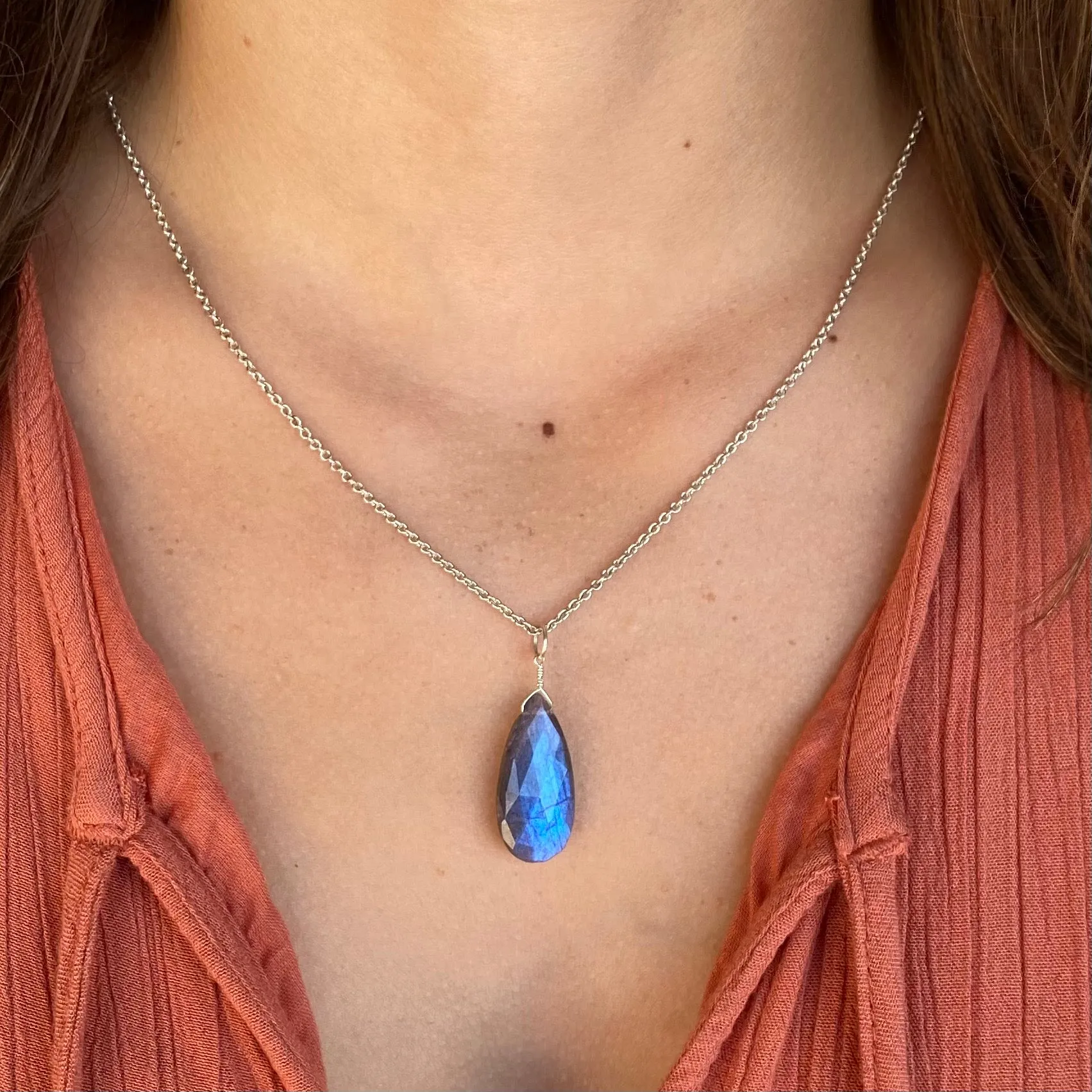 Large Pear Shaped Labradorite Pendant
