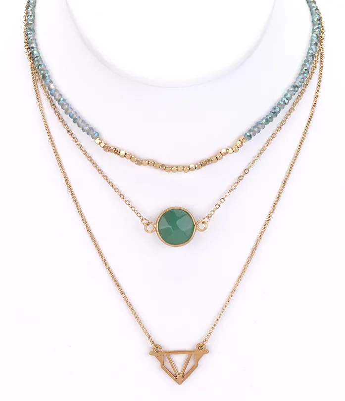 Layered Choker Necklace with Stone