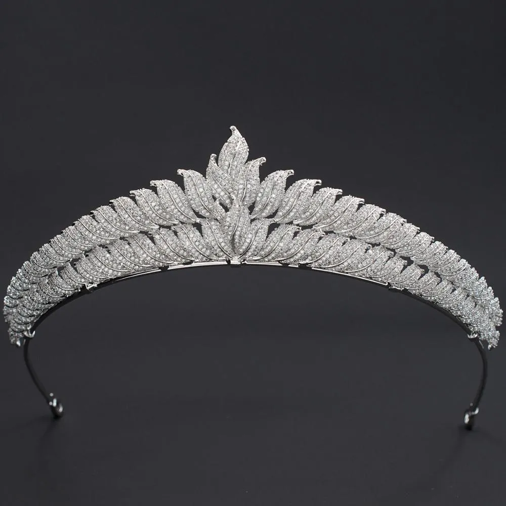 Leaves ubic Zirconia Wedding Bridal Princess Tiara CH10338