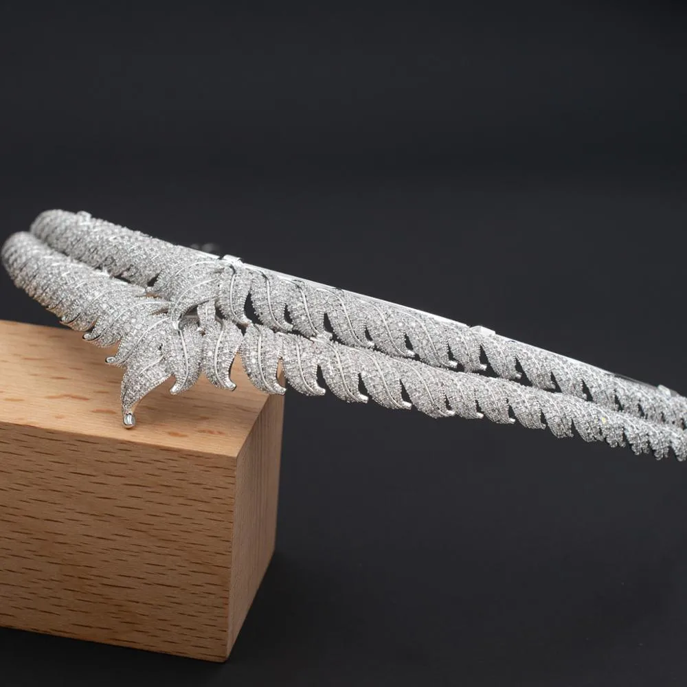 Leaves ubic Zirconia Wedding Bridal Princess Tiara CH10338