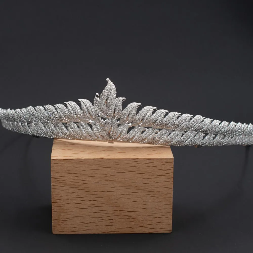 Leaves ubic Zirconia Wedding Bridal Princess Tiara CH10338