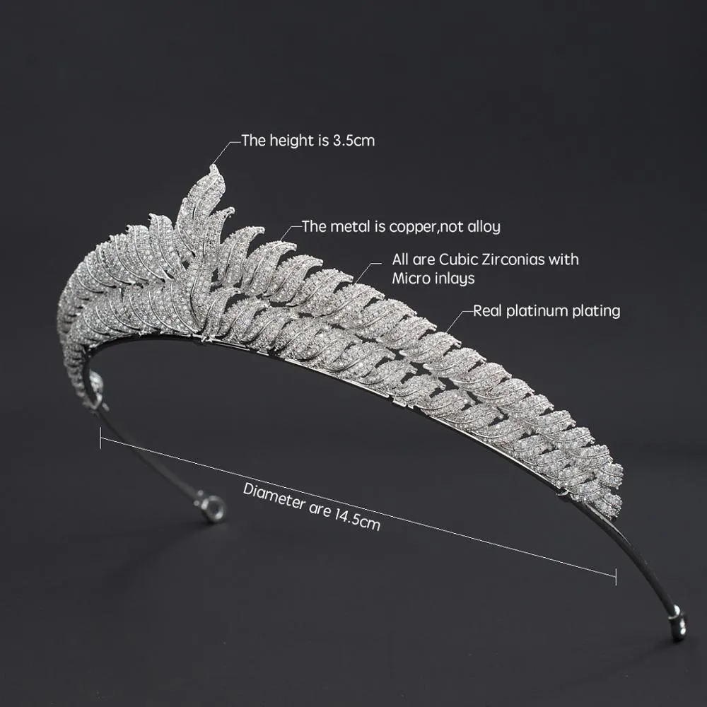 Leaves ubic Zirconia Wedding Bridal Princess Tiara CH10338