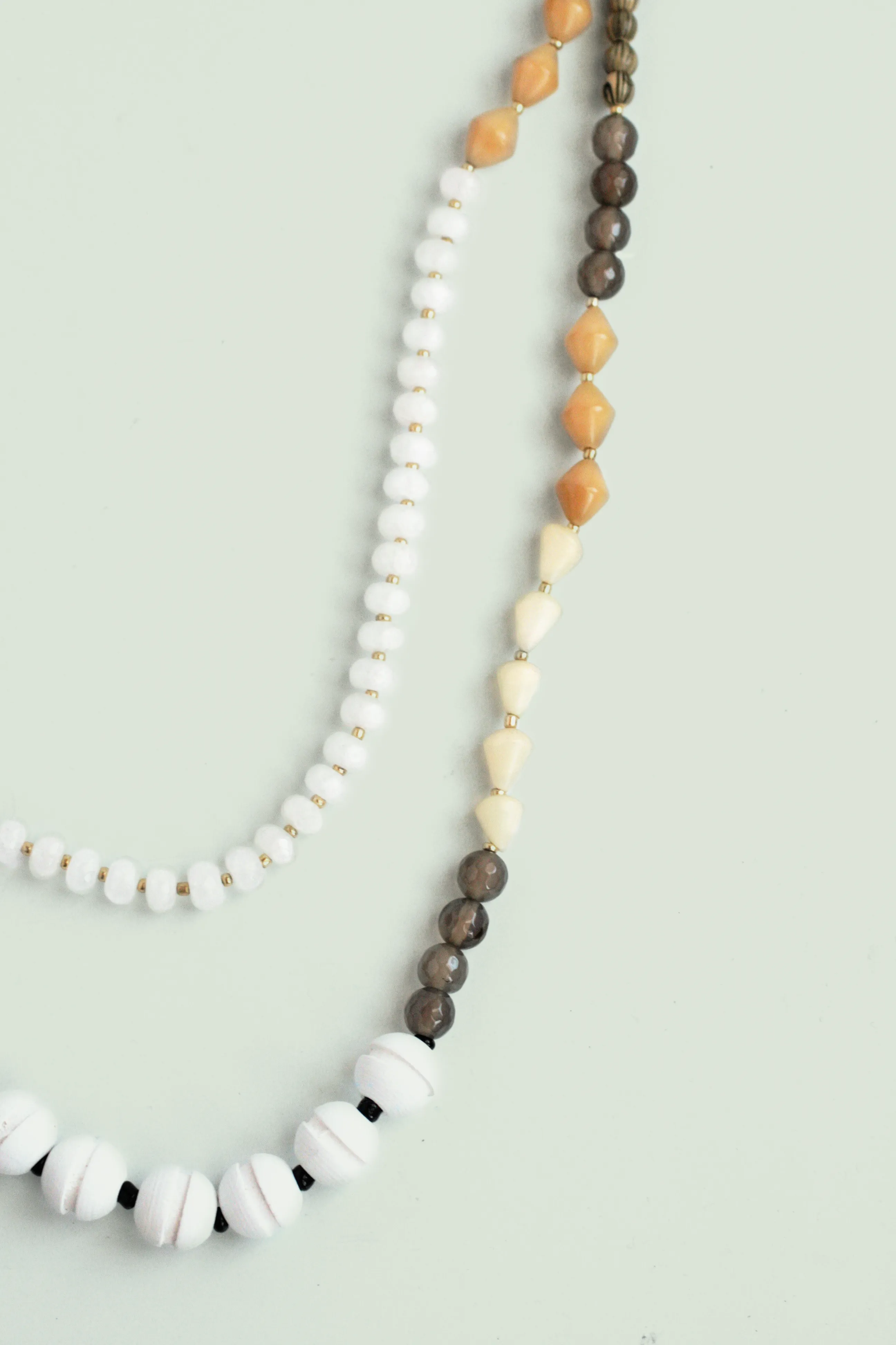 Long Double Layered Necklace - White