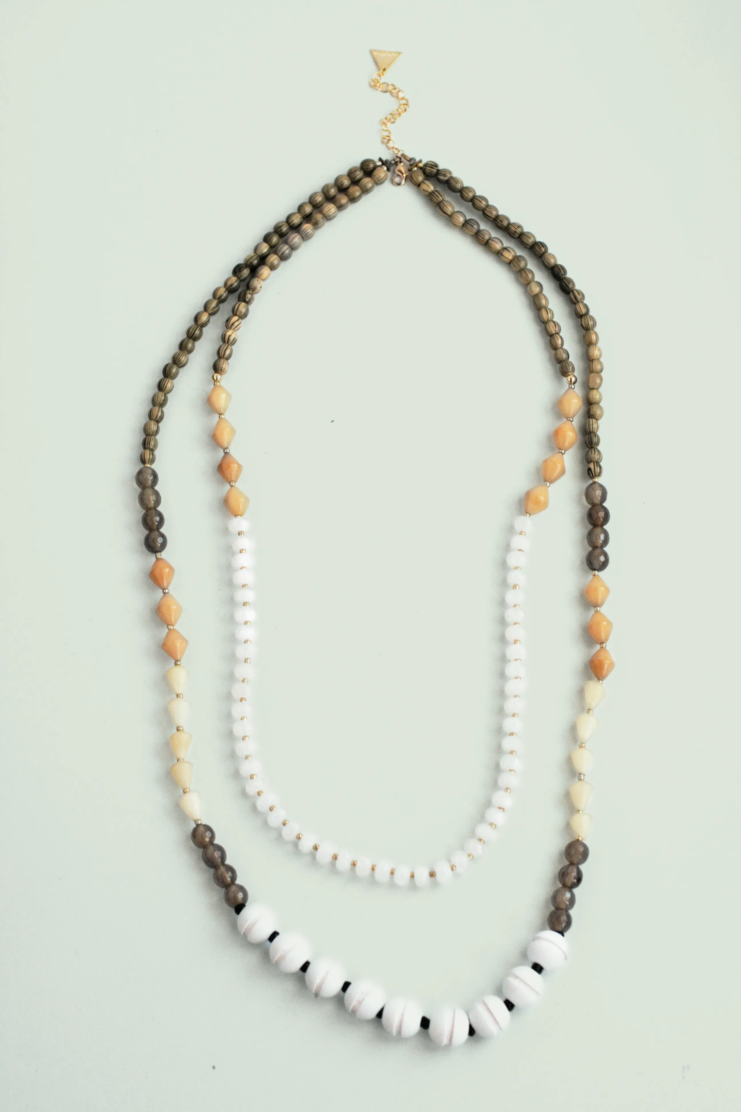 Long Double Layered Necklace - White