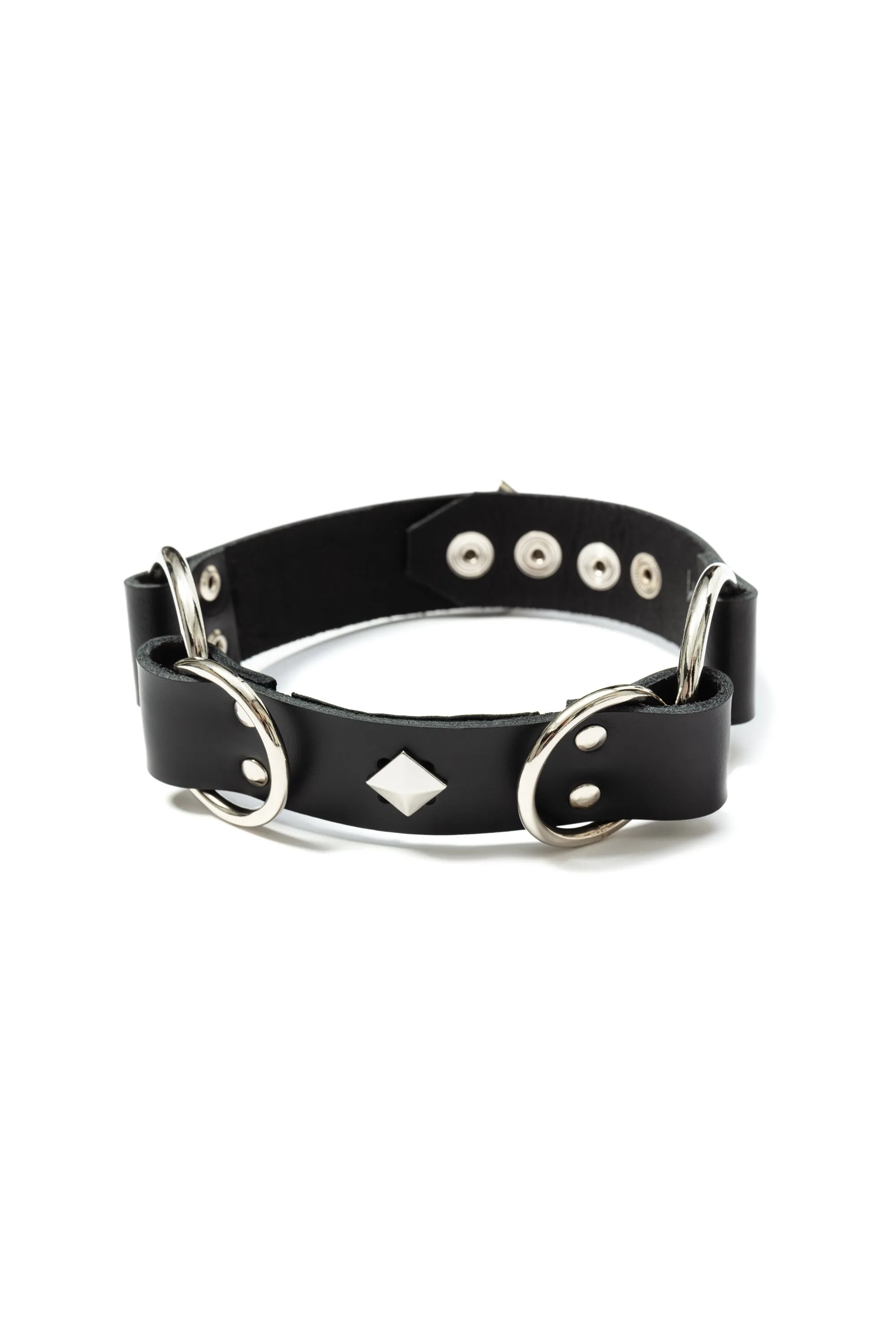 Loop Leather Choker [black-silver]
