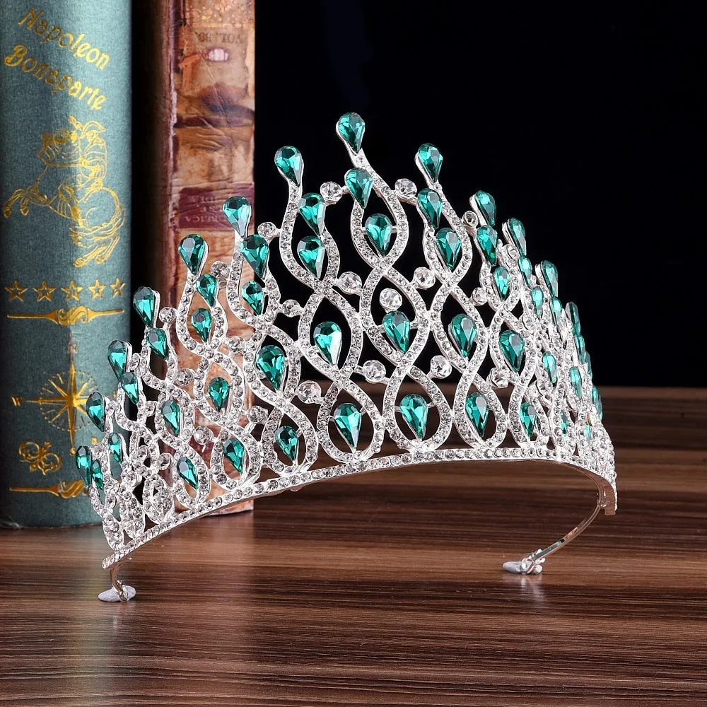 Luxury Waves of Glitter Royal Tiara-Crown for Bride or Quinceanera - Prom - Pageant