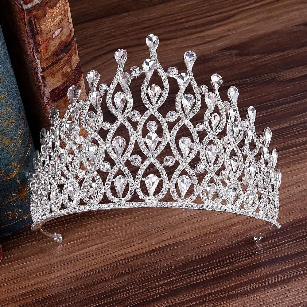 Luxury Waves of Glitter Royal Tiara-Crown for Bride or Quinceanera - Prom - Pageant