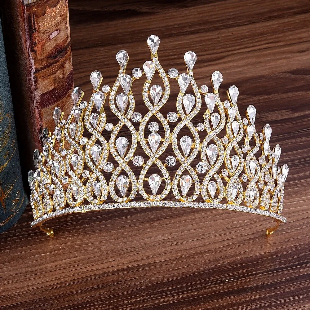 Luxury Waves of Glitter Royal Tiara-Crown for Bride or Quinceanera - Prom - Pageant